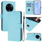 For Realme 14 Pro Skin Feel Solid Color Leather Phone Case with Lanyard(Sky Blue) - 1