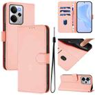 For Realme 14 5G / 14T 5G Global Skin Feel Solid Color Leather Phone Case with Lanyard(Pink) - 1