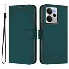For Realme 14 5G / 14T 5G Global Skin Feel Solid Color Leather Phone Case with Lanyard(Dark Green) - 2