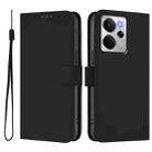 For Realme 14 5G / 14T 5G Global Skin Feel Solid Color Leather Phone Case with Lanyard(Black) - 2