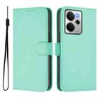For Realme 14 5G / 14T 5G Global Skin Feel Solid Color Leather Phone Case with Lanyard(Mint Green) - 2