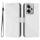For Realme 14 5G / 14T 5G Global Skin Feel Solid Color Leather Phone Case with Lanyard(White) - 2