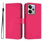For Realme 14 5G / 14T 5G Global Skin Feel Solid Color Leather Phone Case with Lanyard(Rose Red) - 2