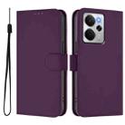 For Realme 14 5G / 14T 5G Global Skin Feel Solid Color Leather Phone Case with Lanyard(Violet) - 2