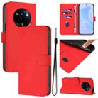 For Realme Narzo 80 Pro Skin Feel Solid Color Leather Phone Case with Lanyard(Red) - 1