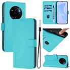 For Realme Narzo 80 Pro Skin Feel Solid Color Leather Phone Case with Lanyard(Lake Blue) - 1