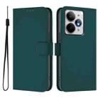 For Realme Neo7 Turbo 5G Skin Feel Solid Color Leather Phone Case with Lanyard(Dark Green) - 2