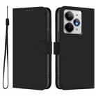 For Realme Neo7 Turbo 5G Skin Feel Solid Color Leather Phone Case with Lanyard(Black) - 2