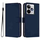 For Realme Neo7 Turbo 5G Skin Feel Solid Color Leather Phone Case with Lanyard(Navy Blue) - 2