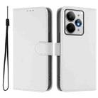 For Realme Neo7 Turbo 5G Skin Feel Solid Color Leather Phone Case with Lanyard(White) - 2