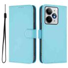 For Realme Neo7 Turbo 5G Skin Feel Solid Color Leather Phone Case with Lanyard(Sky Blue) - 2