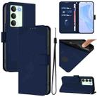 For Realme V70 5G / 14X Global Skin Feel Solid Color Leather Phone Case with Lanyard(Navy Blue) - 1