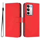 For Realme C71 4G Global Skin Feel Solid Color Leather Phone Case with Lanyard(Red) - 2