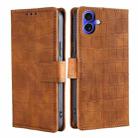 For iPhone 16 Skin Feel Crocodile Magnetic Clasp Leather Phone Case(Brown) - 1