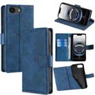 For iPhone 16e Skin Feel Crocodile Magnetic Clasp Leather Phone Case(Blue) - 1