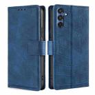 For Samsung Galaxy M35 5G Skin Feel Crocodile Magnetic Clasp Leather Phone Case(Blue) - 1