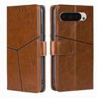 For Google Pixel 9 Geometric Stitching Leather Phone Case(Light Brown) - 1