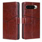 For Google Pixel 9 Geometric Stitching Leather Phone Case(Dark Brown) - 1