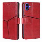 For iPhone 16 Geometric Stitching Leather Phone Case(Red) - 1