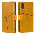 For iPhone 16 Geometric Stitching Leather Phone Case(Yellow) - 1