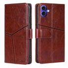 For iPhone 16 Geometric Stitching Leather Phone Case(Dark Brown) - 1