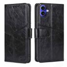 For iPhone 16 Plus Geometric Stitching Leather Phone Case(Black) - 1