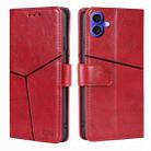 For iPhone 16 Plus Geometric Stitching Leather Phone Case(Red) - 1