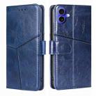 For iPhone 16 Plus Geometric Stitching Leather Phone Case(Blue) - 1