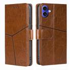 For iPhone 16 Plus Geometric Stitching Leather Phone Case(Light Brown) - 1