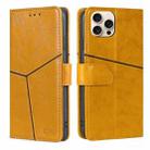 For iPhone 16 Pro Geometric Stitching Leather Phone Case(Yellow) - 1