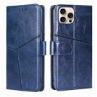 For iPhone 16 Pro Max Geometric Stitching Leather Phone Case(Blue) - 1