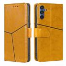 For Samsung Galaxy M35 5G Geometric Stitching Leather Phone Case(Yellow) - 1