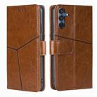 For Samsung Galaxy M35 5G Geometric Stitching Leather Phone Case(Light Brown) - 1