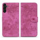 For Samsung Galaxy S24 5G Cartoon Sakura Cat Embossed Leather Phone Case(Rose Red) - 2