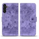 For Samsung Galaxy S24 5G Cartoon Sakura Cat Embossed Leather Phone Case(Purple) - 2