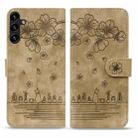 For Samsung Galaxy S24+ 5G Cartoon Sakura Cat Embossed Leather Phone Case(Brown) - 2