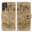 For Samsung Galaxy S24 Ultra 5G Cartoon Sakura Cat Embossed Leather Phone Case(Brown) - 2