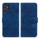 For Samsung Galaxy S24 Ultra 5G Cartoon Sakura Cat Embossed Leather Phone Case(Royal Blue) - 2