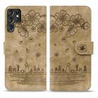 For Samsung Galaxy S23 Ultra 5G Cartoon Sakura Cat Embossed Leather Phone Case(Brown) - 2