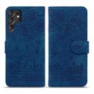 For Samsung Galaxy S23 Ultra 5G Cartoon Sakura Cat Embossed Leather Phone Case(Royal Blue) - 2