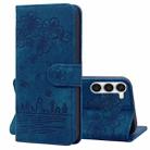 For Samsung Galaxy S23 5G Cartoon Sakura Cat Embossed Leather Phone Case(Royal Blue) - 1