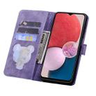 For Samsung Galaxy S23+ 5G Cartoon Sakura Cat Embossed Leather Phone Case(Purple) - 3