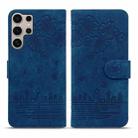 For Samsung Galaxy S25 Ultra 5G Cartoon Sakura Cat Embossed Leather Phone Case(Royal Blue) - 2
