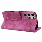 For Samsung Galaxy S25 Ultra 5G Cartoon Sakura Cat Embossed Leather Phone Case(Rose Red) - 3