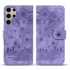 For Samsung Galaxy S25 Ultra 5G Cartoon Sakura Cat Embossed Leather Phone Case(Purple) - 2