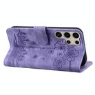 For Samsung Galaxy S25 Ultra 5G Cartoon Sakura Cat Embossed Leather Phone Case(Purple) - 3