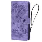 For Samsung Galaxy S25 Edge 5G Cartoon Sakura Cat Embossed Leather Phone Case(Purple) - 2