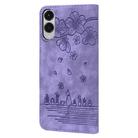 For Samsung Galaxy S25 Edge 5G Cartoon Sakura Cat Embossed Leather Phone Case(Purple) - 3