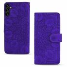 For Samsung Galaxy S24 5G Mandala Embossed Dual-Fold Calf Leather Phone Case(Purple) - 2