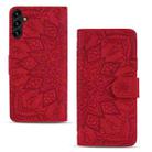 For Samsung Galaxy S24 5G Mandala Embossed Dual-Fold Calf Leather Phone Case(Red) - 2